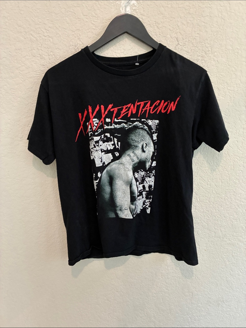 Black Graphic Short Sleeve Tee - Red Accent